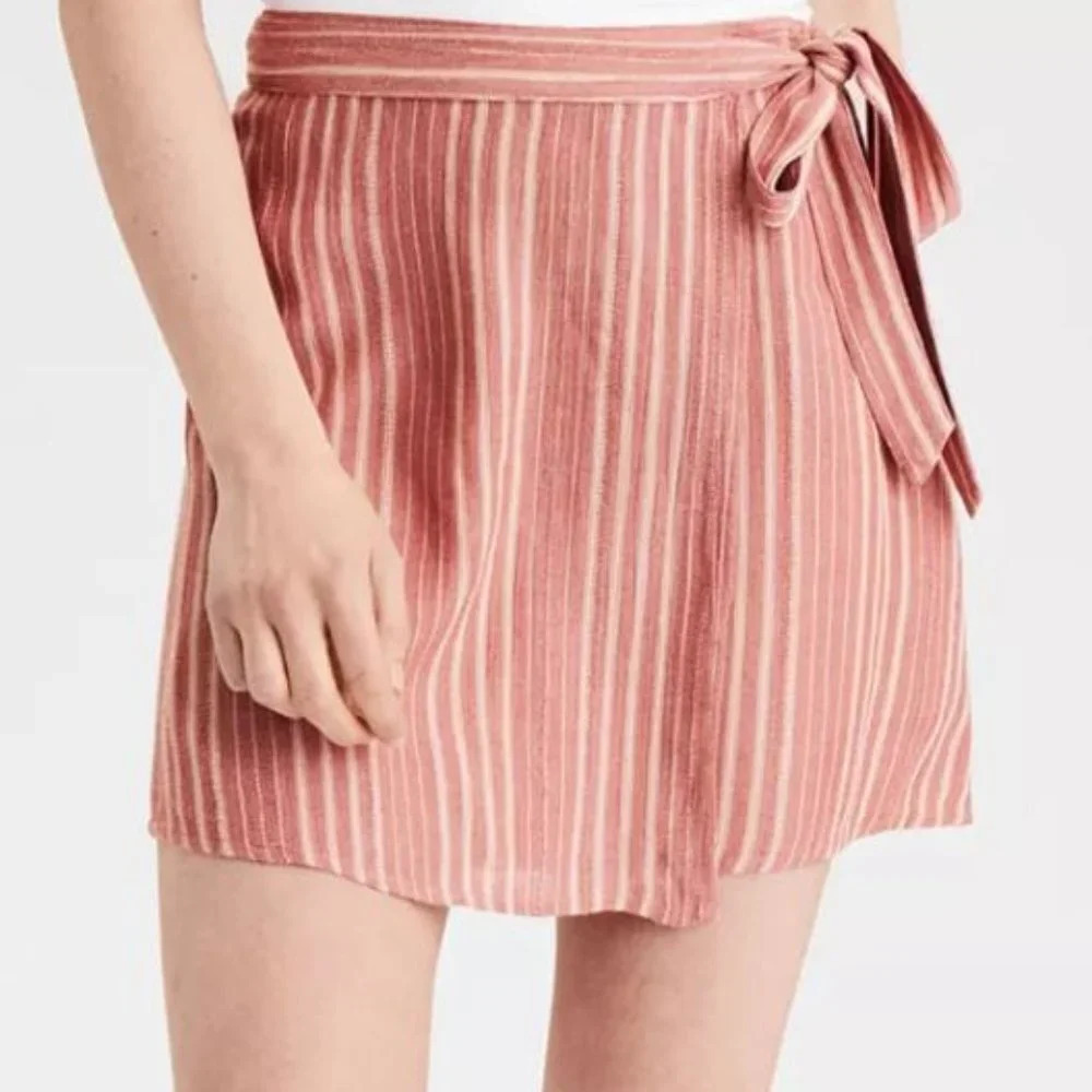 American Eagle Outfitters True Wrap Mini Skirt Striped Size XS‎